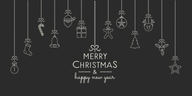 Dekorasyon asma Noel selamlar. Vektör.