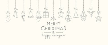 Dekorasyon asma Noel selamlar. Vektör.