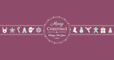 Retro tarzı süslemeleri ile Noel selamlar. Vektör.
