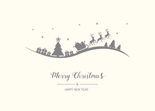 Cartão Natal Estilo Retro Com Mão Desenhada Papai Noel Vetor — Vetor de Stock