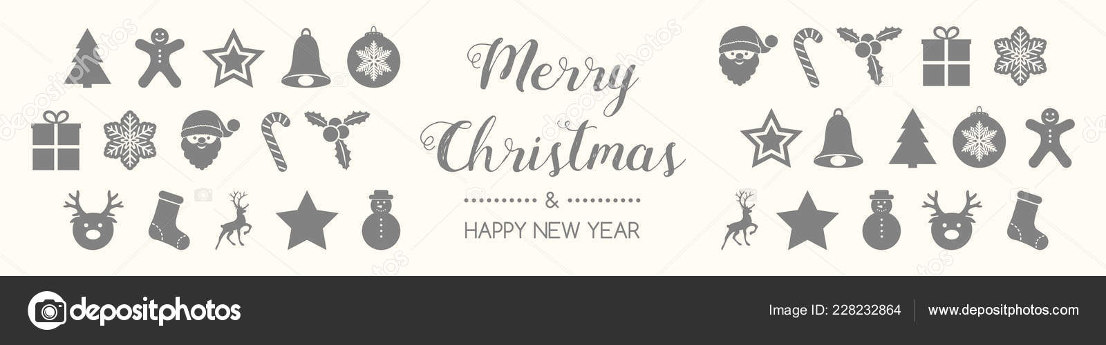 Joyeux Noel Bonne Annee Carte Vœux Avec Ornements Vecteur Image Vectorielle Par Karolina Madej C Illustration