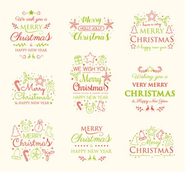 Noel tipografi süslemeli topluluğu. Vektör.