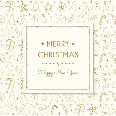 Christmas dekorasyon dilek ve elle çizilmiş öğeleri ile. Vektör.