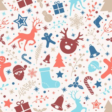 Noel süslemeleri ile Seamless modeli. Vektör.