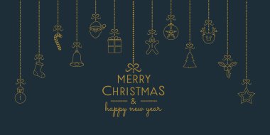 Noel süslemeleri asılı ile istiyor. Vektör.