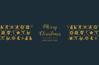 Elle çizilmiş süslemeleri ile ile Noel tebrik kartı tasarımı. Vektör.