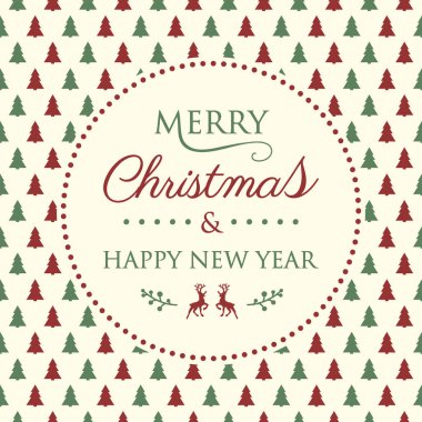 Merry Christmas - Noel ağaçları ile arka plan. Vektör.