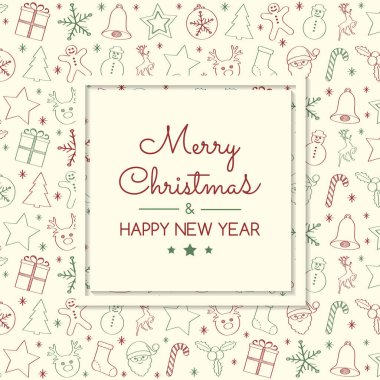 Noel şenlikli süslemeleri ile istiyor. Vektör.