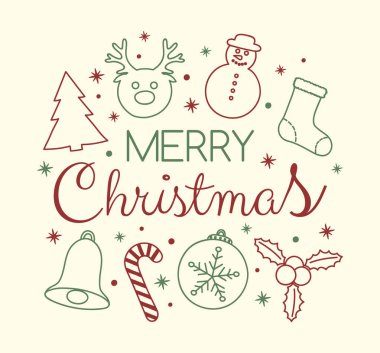 Noel tipografi ile dekoratif süsler. Vektör.