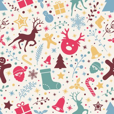 Noel dekorasyon - Dikişsiz desen tasarımı. Vektör.