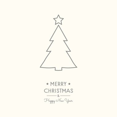 Elle çizilmiş ağacıyla Vintage Noel kartı. Vektör.