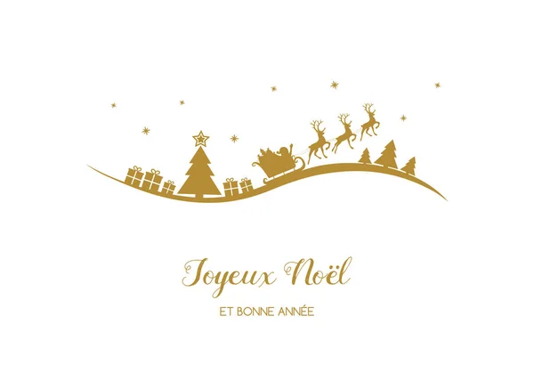 Joyeux Noel Bonne Annee Deseos Franceses Navidad Vector — Archivo Imágenes Vectoriales