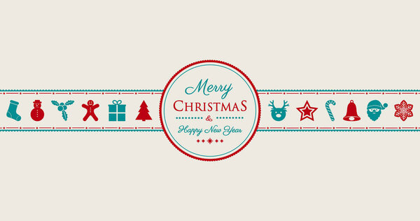 Concept of Christmas card with decorations. Vector.