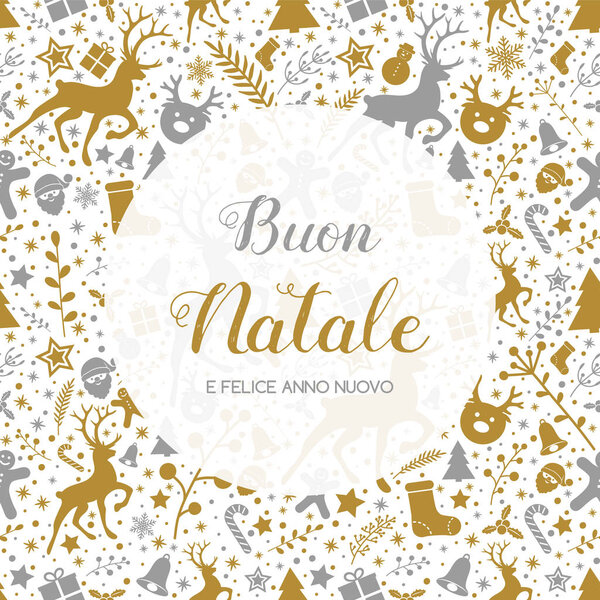 Buon Natale e Felice Anno Nuovo - итальянские рождественские пожелания. Вектор
