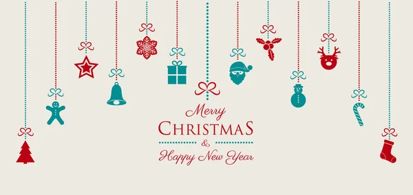 Dekorasyon ve dilek ile Noel ve yeni yıl kartı. Vektör.