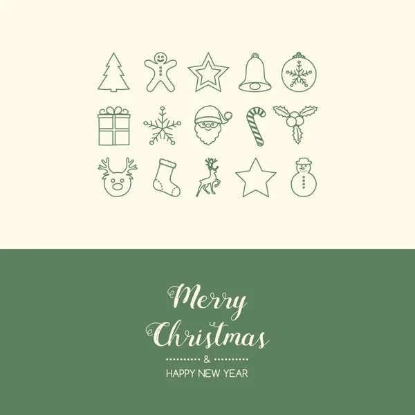 Design Cartão Felicitações Natal Com Decorações Desenhadas Mão Vetor — Vetor de Stock