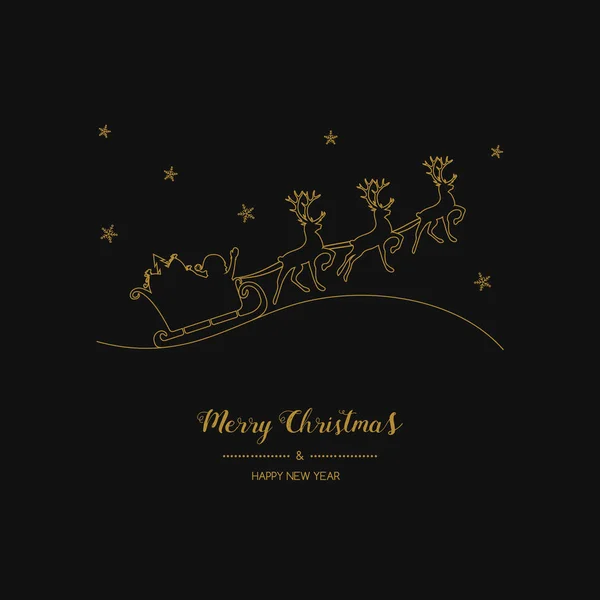 Design Christmas Greeting Card Cartoon Santa Claus Reindeers Vector — Stock Vector