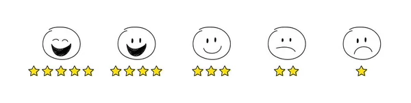 Star Rating Ditetapkan Dengan Stickman Lucu Vektor - Stok Vektor