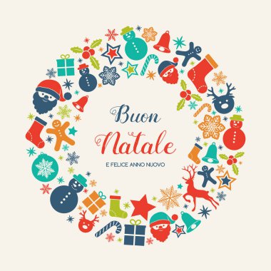 Buon Natale - İtalyanca Merry Christmas olarak çevrilmiştir. Vektör