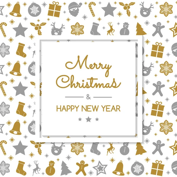 Neşeli Noel ve mutlu yeni yıl - kart el ile dekorasyon çizilmiş. Vektör.