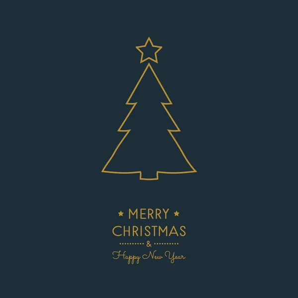 Merry Christmas Happy New Year Card Hand Drawn Tree Vector — Stock Vector