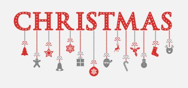 Dekoratif Noel metin asma süsler. Vektör.