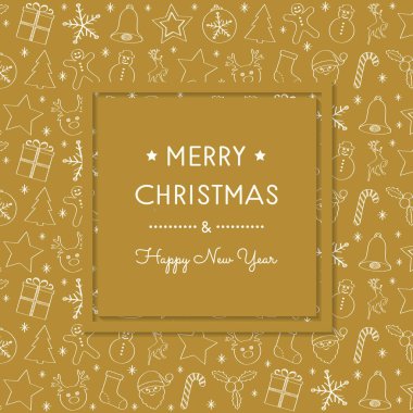 Noel dekorasyonu ile çizilmiş öğeleri ver. Vektör.