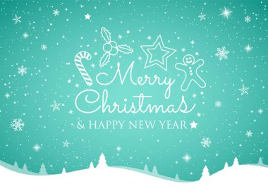 Noel kartı parlak kar taneleri ile kavramı. Vektör.