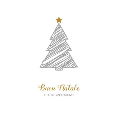 Buon Natale ve Felice Anno Nuovo - İtalyan Noel dilekleri. Vektör