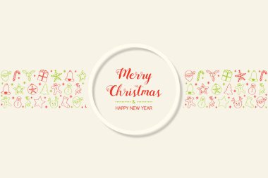 Noel kartı el ile kavramı süsler çizilmiş. Vektör.