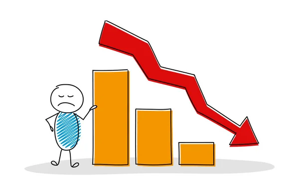 Karakter Kartun Gambar Tangan Dengan Grafik Kolom Vektor - Stok Vektor