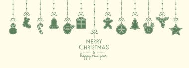 Noel süslemeleri asılı ile istiyor. Vektör.