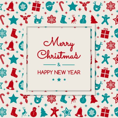 Retro tarzı şenlikli elemanları ile Noel kartı. Vektör.