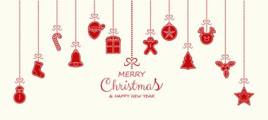 Noel dekorasyon öğeleri asma. Vektör.