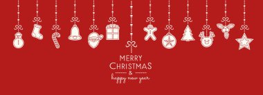 Noel süslemeleri asılı ile istiyor. Vektör