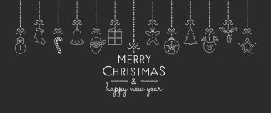 Noel süsleme elemanları asma. Vektör.