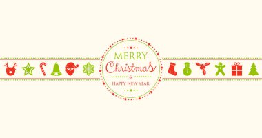 Noel kartı süslemeleri ile kavramı. Vektör.