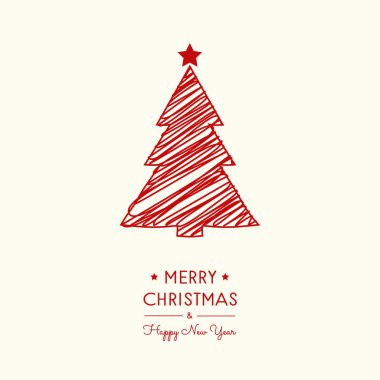 Elle çizilmiş öğeleri ile Noel ağacı ile. Vektör.