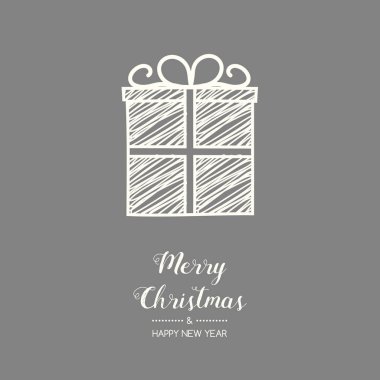 Elle çizilmiş hediye ile Vintage Noel kartı. Vektör.