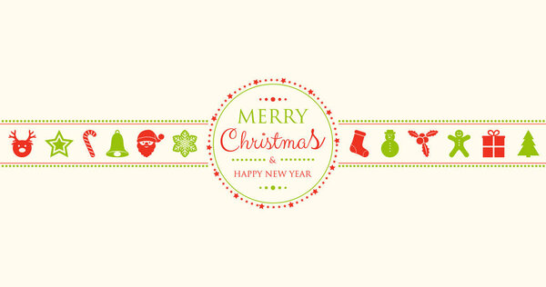 Concept of Christmas card with decorations. Vector.