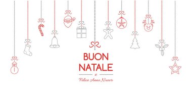Buon Natale - İtalyanca Merry Christmas olarak çevrilmiştir. Vektör