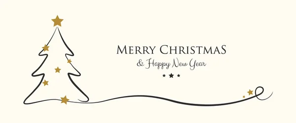 Neşeli Noel ve mutlu yeni yıl - tebrik kartı el ile ağaç çizilmiş. Vektör.
