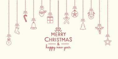 Noel dekorasyon öğeleri asma. Vektör.