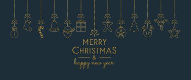 Noel dekorasyon öğeleri asma. Vektör.