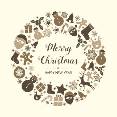 Noel kartı garland ve süs eşyaları ile kavramı. Vektör.