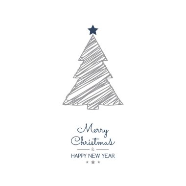 Christmas dekorasyon dilek ve elle çizilmiş ağaç ile. Vektör.