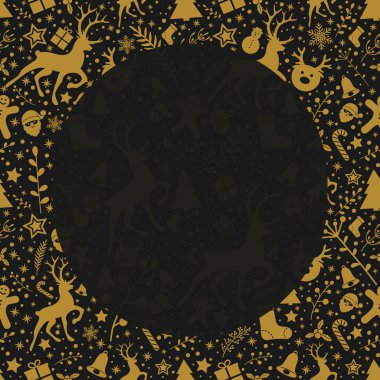 Noel tebrik kartı ile dekoratif reindeers düzeni. Vektör.