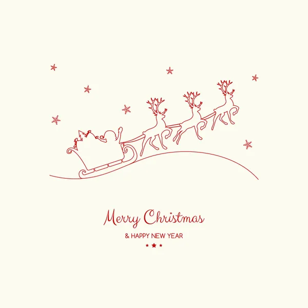 Voeux Noël Carte Vœux Dessinée Main Avec Père Noël Vecteur — Image vectorielle