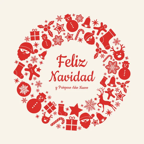 Feliz Navidad Prospero Ano Nuevo Испанские Рождественские Пожелания Вектор — стоковый вектор