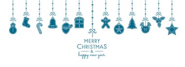 Noel süsleme elemanları asma. Vektör.